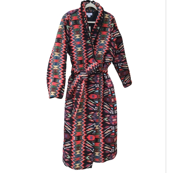 NEVER FULLY DRESSED 🏷️NWT Bright Native Tribal Ikat Embroidry Blanket Coat XL - Picture 3 of 14